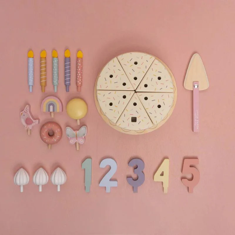 Little Dutch Wooden Birthday Cake - Pink - Image 4